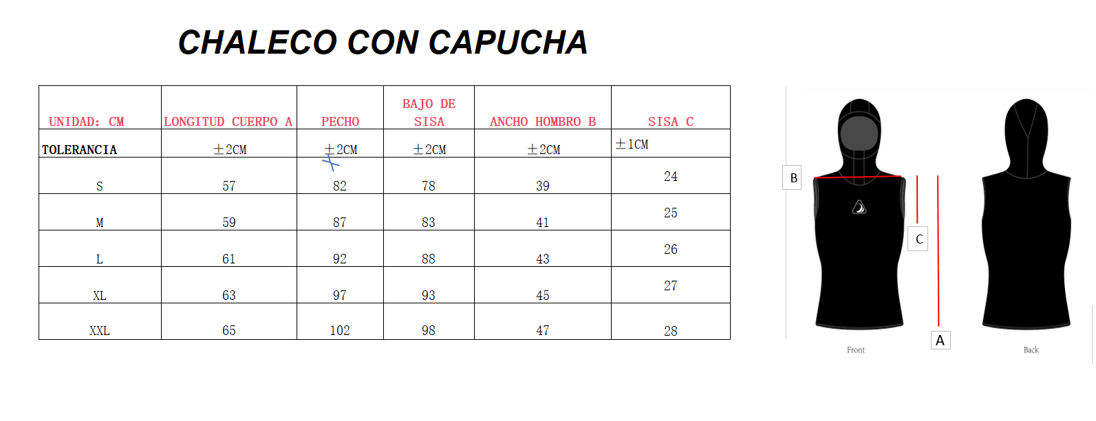 SHOCKN BLUE CHALECO C/CAPUCHA GBS 3 MM - Imagen 3