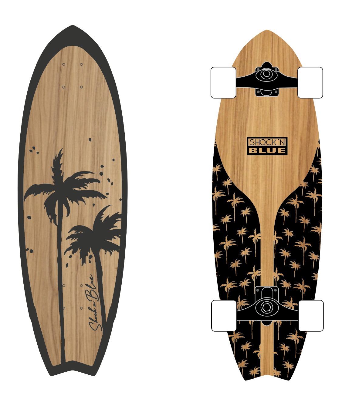 SURF SKATE SHOCKN BLUE KAILUA