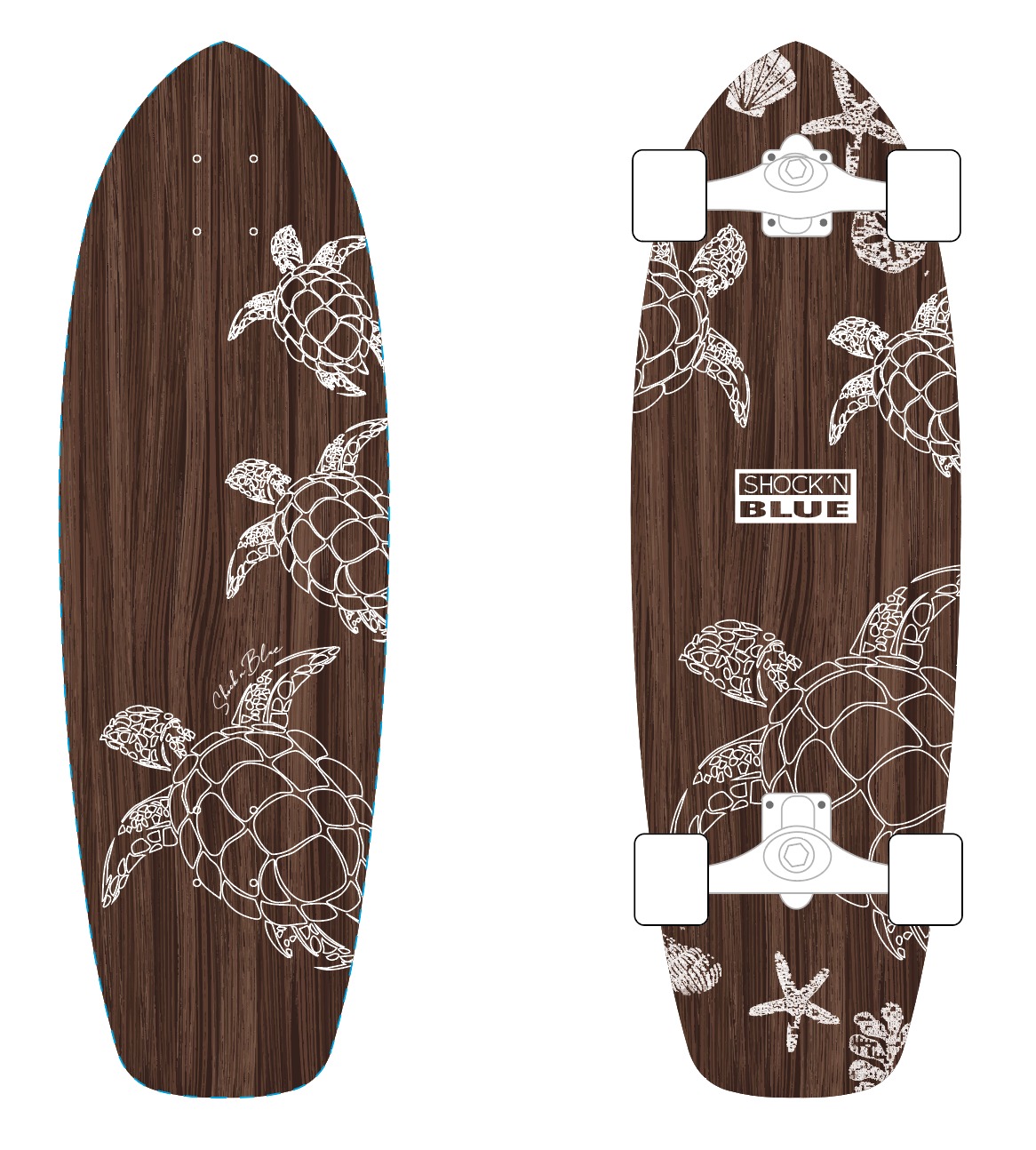 SURF SKATE SHOCKN BLUE TURTLE