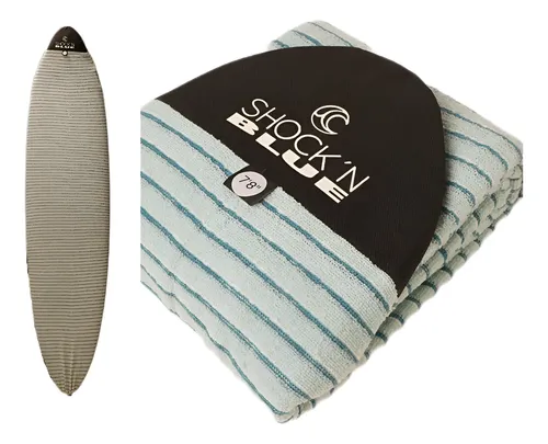 SHOCKN BLUE FUNDA SURF RETRO FISH ELASTIZADA 7'3 AQUA RAYADO - Imagen 3