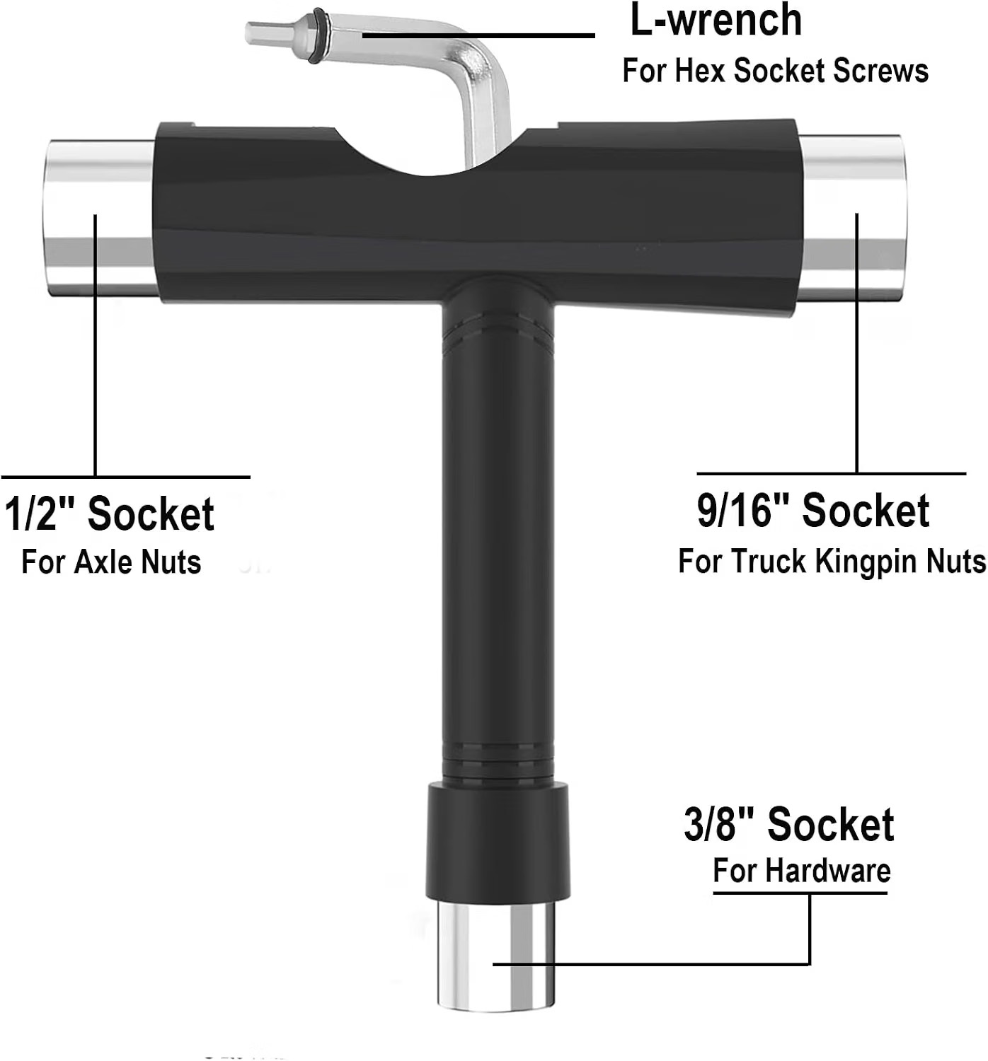 HERRAMIENTA LLAVE T ALLEN PARA SKATE SURFSKATE Y LONGBOARD - Imagen 3
