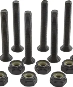 SET X 8 TORNILLOS PREMIUM + 8 TUERCAS AUTOFRENANTES NEGRAS PARA SKATE, SURF SKATE Y LONGBOARDS.