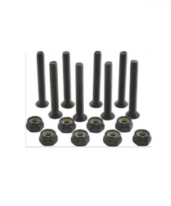 SET X 8 TORNILLOS PREMIUM + 8 TUERCAS AUTOFRENANTES NEGRAS PARA SKATE, SURF SKATE Y LONGBOARDS.